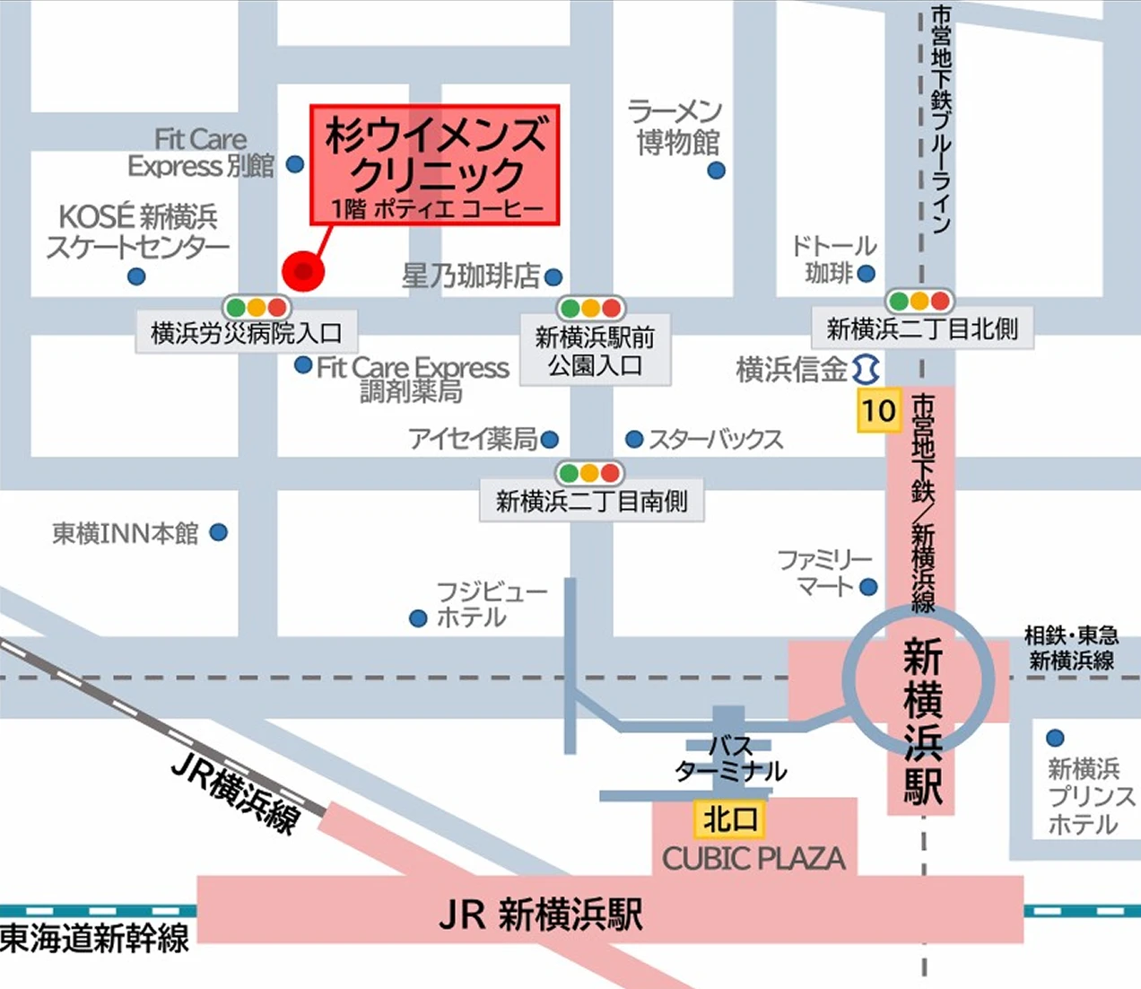 駅から杉ウイメンズクリニックまでのマップ